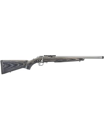 Ruger 8369 American Rimfire Target Full Size 17 HMR 9+1 18" Satin Stainless Threaded Bull Barrel, Satin Stainless Scope Rail Receiver, Black Laminate Fixed Stock, Right Hand