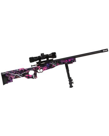 Crickett KSA2148 Precision Package 22 LR Caliber with 1rd Capacity, 16.12" Bull Barrel, Blued Metal Finish &amp; Fixed Thumbhole Muddy Girl Synthetic Stock Right Hand (Youth) Includes Scope &amp; Bipod