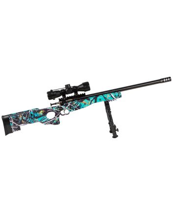 Crickett KSA2149 Precision Package 22 LR Caliber with 1rd Capacity, 16.12" Barrel, Blued Metal Finish &amp; Fixed Thumbhole Muddy Girl Serenity Synthetic Stock Right Hand (Youth) Includes Scope &amp; Bipod