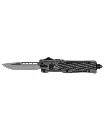 CobraTec Knives SSWCTK1SDNS CTK-1Small 2.75" OTF Drop Point Plain D2 Steel Blade/Black Stonewashed Aluminum Handle Features Glass Breaker Includes Pocket Clip
