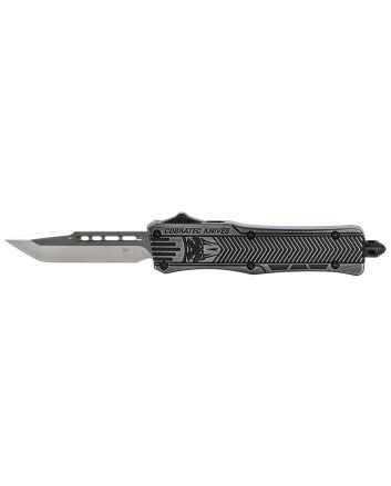 CobraTec Knives SSWCTK1STNS CTK-1Small 2.75" OTF Tanto Plain D2 Steel Blade/Black Stonewashed Aluminum Handle Features Glass Breaker Includes Pocket Clip