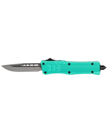 CobraTec Knives STFCTK1SDNS CTK-1Small 2.75" OTF Drop Point Plain D2 Steel Blade/Tiffany Blue Aluminum Handle Features Glass Breaker Includes Pocket Clip