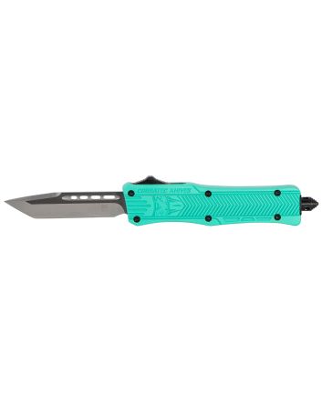 CobraTec Knives STFCTK1STNS CTK-1Small 2.75" OTF Tanto Plain D2 Steel Blade/Tiffany Blue Aluminum Handle Features Glass Breaker Includes Pocket Clip