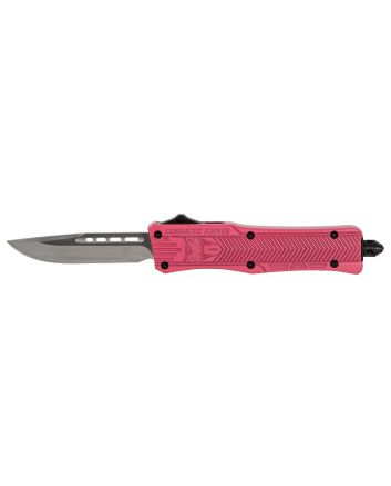 CobraTec Knives SPKCTK1SDNS CTK-1Small 2.75" OTF Drop Point Plain D2 Steel Blade/Pink Aluminum Handle Features Glass Breaker Includes Pocket Clip