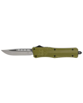 CobraTec Knives MODCTK1MDNS CTK-1Medium 3" OTF Drop Point Plain D2 Steel Blade/OD Green Aluminum Handle Features Glass Breaker Includes Pocket Clip