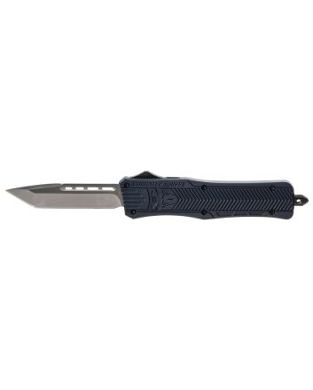CobraTec Knives MNYCTK1MTNS CTK-1Medium 3" OTF Tanto Plain D2 Steel Blade/NYPD Blue Aluminum Handle Features Glass Breaker Includes Pocket Clip