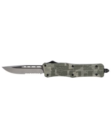 CobraTec Knives MADCCTK1MDS CTK-1Medium 3" OTF Part Serrated D2 Steel Blade Army DigiCamo Aluminum Handle Features Glass Breaker Includes Pocket Clip