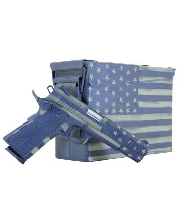 Citadel CITC45FUSBAC M1911 Flag 45 ACP 8+1 5" Stainless Steel Barrel, American Flag Bazooka Green Cerakote Serrated Steel Slide, Steel Frame w/Beavertail, Features Matching Ammo Can, Ambidextrous