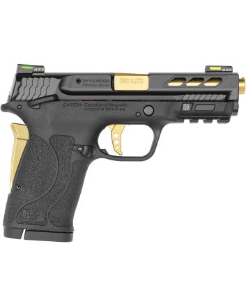 Smith &amp; Wesson 12719 Performance Center M&amp;P Shield EZ M2.0 380 ACP 3.80" 8+1 Black Black Armornite Stainless Steel Slide Black Polymer Grip Gold Colored Accents