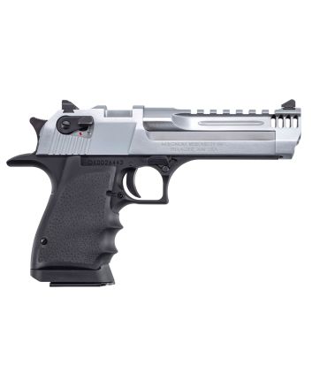 Magnum Research DE50L5BC Desert Eagle L5 50 AE 5" with Muzzle Brake 7+1 Black Hardcoat Anodized Aluminum Frame Brushed Chrome Carbon Steel Slide Black Hogue Wraparound Rubber Grip