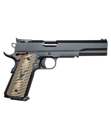 Dan Wesson 01853 Kodiak10mm Auto 8+1 6.03" Bull Barrel, Tri-Tone Black Stainless Steel Serrated Slide &amp; Frame w/Picatinny Accessory Rail &amp; Beavertail, Brown G10 Grip, Includes 2 Magazines