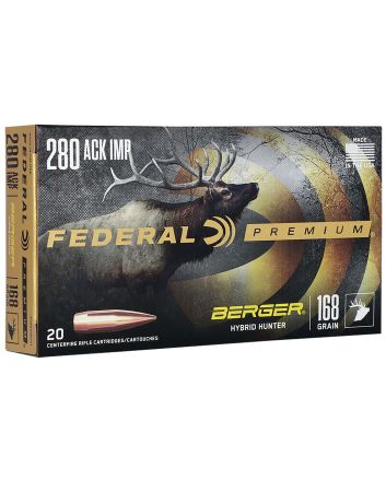 Federal P280AIBCH1 Premium280Ackley Improved 168gr Berger Hybrid Hunter 20 Per Box/10 Case