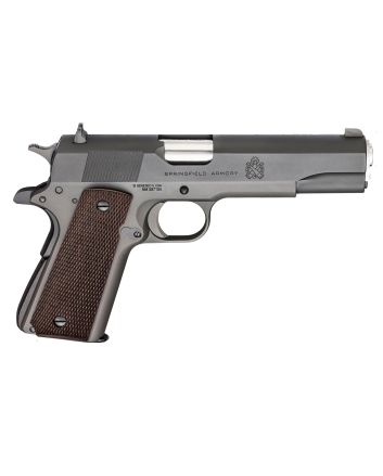Springfield Armory PBD9108L 1911 Mil-Spec Defender Legacy 45 ACP 7+1 5" Satin Stainless Match Grade Barrel, Black Parkerized Serrated Carbon Steel Slide &amp; Frame w/Beavertail, Checkered Wood Grip