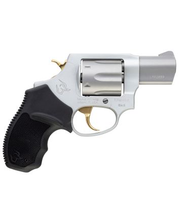 Taurus 2-856029ULGLD 856 Ultra-Lite 38 Special Caliber with 2" Barrel, 6rd Capacity Cylinder, Overall Matte Finish Stainless Steel, Gold Trigger/Hammer Frame &amp; Finger Grooved Black Rubber Grip