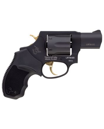 Taurus 2-856021ULGLD 856 Ultra-Lite 38 Special Caliber with 2"Barrel, 6rd Capacity Cylinder, Overall Matte Black Metal Finish, Gold Trigger/Hammer Frame &amp; Finger Grooved Black Rubber Grip