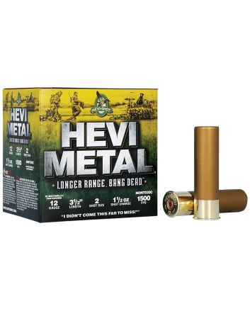 HEVI-Metal HS38502 HEVI-Metal Longer Range 12Gauge 3.50" 1 1/2oz 2Shot 25 Per Box/10 Case