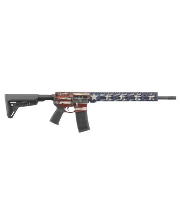 Ruger 8538 AR-556 MPR 5.56x45mm NATO 30+1 18" Black Nitride Threaded Barrel, American Flag Cerakote Aluminum Receiver w/Picatinny Rail, Magpul SL Black Synthetic Stock, Black Magpul Grip, Right Hand