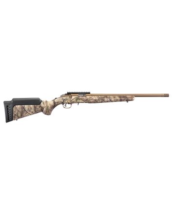 Ruger 8374 American RimfireFull Size 17 HMR 9+1 18" Bronze Cerakote Threaded Barrel, Picatinny Rail Steel Receiver, GoWild Camo I-M Brush Synthetic Fixed Stock, Right Hand