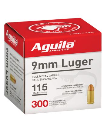 Aguila 1E097700 Target &amp; Range Handgun 9mm Luger 115gr Full Metal Jacket 300 Per Box/4 Case