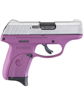 Ruger 3295 EC9sCompact Frame 9mm Luger 7+1, 3.12" Black Steel Barrel, Aluminum Cerakote Serrated Steel Slide, Purple Polymer Frame, Purple Grip, Manual/Trigger Safety, Right Hand