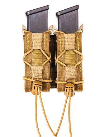High Speed Gear 11PT02CB TACO Mag Pouch Double Coyote Brown Nylon MOLLE Belts 2" Wide Compatible w/ Pistol