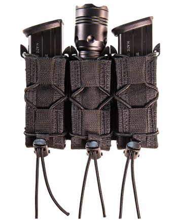 High Speed Gear 11PT03BK TACO Mag Pouch Triple Black Nylon MOLLE Belts 2" Wide Compatible w/ Pistol