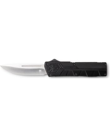 CobraTec Knives BCTLWDNS Lightweight3.25" OTF Drop Point Plain D2 Steel Blade/Black Aluminum Handle Includes Pocket Clip