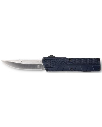 CobraTec Knives NYCTLWDNS Lightweight3.25" OTF Drop Point Plain D2 Steel Blade/NYPD Blue Aluminum Handle Includes Pocket Clip