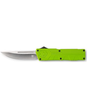 CobraTec Knives ZBGCTLWDNS Lightweight3.25" OTF Drop Point Plain D2 Steel Blade/Zombie Green Aluminum Handle Includes Pocket Clip