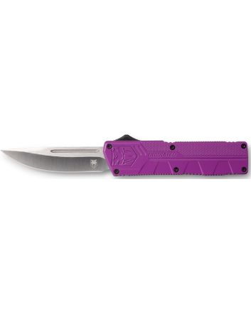 CobraTec Knives PURCTLWDNS Lightweight3.25" OTF Drop Point Plain D2 Steel Blade/Purple Aluminum Handle Includes Pocket Clip