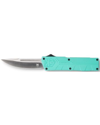 CobraTec Knives TFCTLWDNS Lightweight3.25" OTF Drop Point Plain D2 Steel Blade/Tiffany Blue Aluminum Handle Includes Pocket Clip