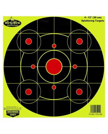 Birchwood Casey 35925 Dirty Bird12" Bullseye Paper Hanging Pistol/Rifle Black/Yellow 25 Per Pkg