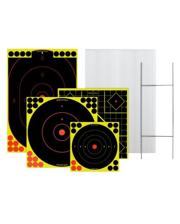 Birchwood Casey 38102 Sharpshooter Stand &amp; Target Kit Standing Paper Black/Yellow 1 Frame/4 Targets