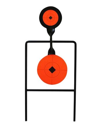 Birchwood Casey 46344 World of Targets Super Double Mag Spinner 4.50"/6" Handgun Black/Orange Steel Circle w/Crosshair &amp; Diamond 0.37" Thick Standing
