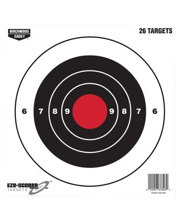 Birchwood Casey 37826 EZE-Scorer8" Bullseye Paper Hanging Black/Red 26 Per Pkg
