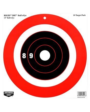 Birchwood Casey 37211 Rigid DH Bullseye Tagboard Hanging 12" x 12" Black/Orange 10 Pk.