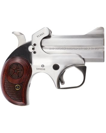 Bond Arms BATD Texas Defender 357 Mag/38 Sp 2rd 3" Barrel, Stainless Metal Finish, Rosewood Grip, Blade Front/Fixed Rear Sights, Manual Safety