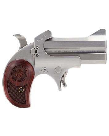 Bond Arms BACD Cowboy Defender 357 Mag/38 Sp 2rd 3" Barrel, Stainless Metal Finish, Blade Front/Fixed Rear Sights, Laminated Rosewood Grip, No Trigger Guard, Manual Safety