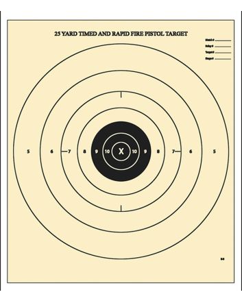 Action Target B8100 Competition NRA Time &amp; Rapid Fire Bullseye Heavy Paper Hanging 25 yds Handgun 21" x 24" Black/White 100 Per Box