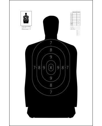 Action Target S29100 QualificationSilhouette Heavy Paper Hanging 11.50" x 22" Black/White 100 Per Box