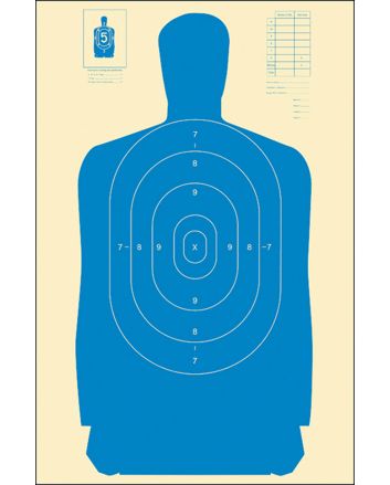 Action Target B27SBLUE100 Qualification Standard Silhouette Paper Hanging 24" x 45" Blue/White 100 Per Box