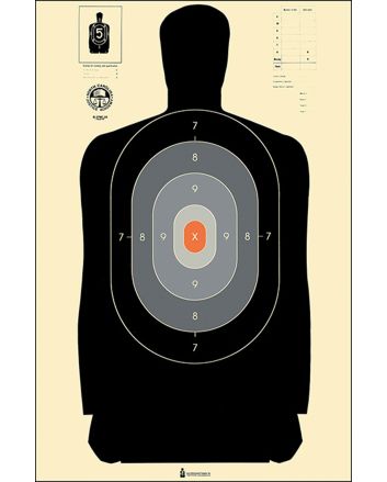 Action Target B27NCJA100 Qualification NC Criminal Justice Academy Silhouette Paper Hanging 24" x 45" Black/Gray/White 100 Per Box