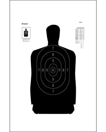Action Target B34100 QualificationSilhouette Paper Hanging 25 yds 17.50" x 23" Black/White 100 Per Box