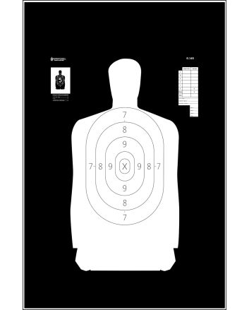 Action Target B34R100 Qualification Reverse Silhouette Paper Hanging 25 yds 17.50" x 23" Black/White 100 Per Box