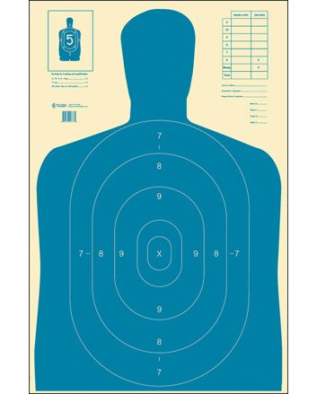 Action Target B27EBLUE100 Qualification Economy Silhouette Paper Hanging 23" x 35" Blue/White 100 Per Box