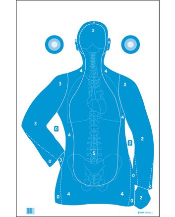 Action Target FB21EANTAV2100 QualificationSilhouette/Vitals Paper Hanging 23" x 35" Blue/White 100 Per Box