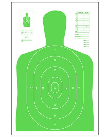 Action Target B27ELGR100 Qualification High Visibility Silhouette Paper 23"x35" Fluorescent Green/White 100 Per Box