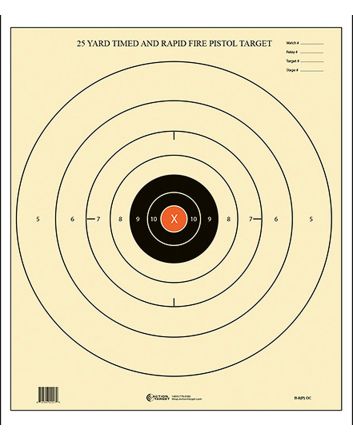 Action Target B8POC100 Competition NRA Time &amp; Rapid Fire Bullseye Paper 25 yds 21" x 24" Black/White 100 Per Box