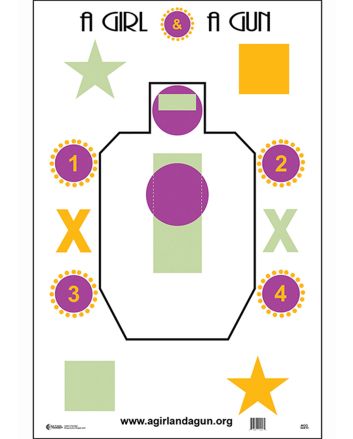 Action Target AGG100 Training A Girl &amp; A Gun IDPA Silhouette Paper 23" x 35" Multi-Color 100 Per Box