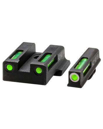 HiViz EZN321 LiteWave H3 Sight Set for S&amp;W EZ380 Green Tritium White Outline Front Sight-Green Fiber Optic Rear Sight